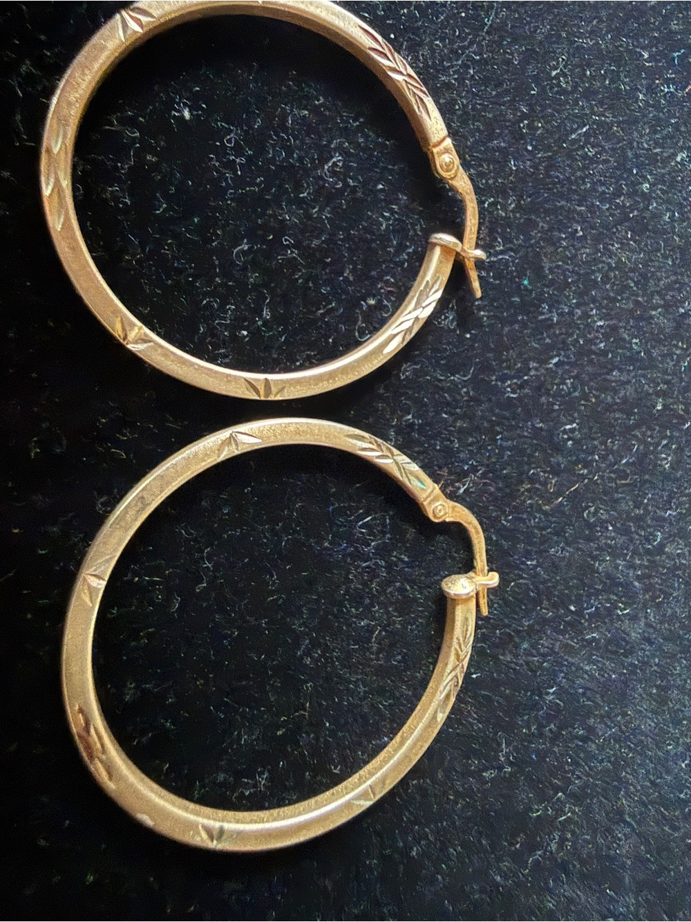 Light Gold-Tone silvery etched Hoop Earrings - Women's Jewelry
